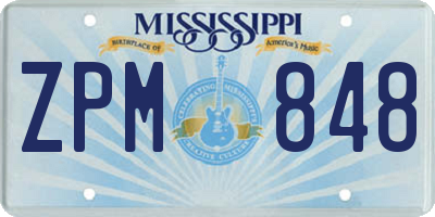MS license plate ZPM848