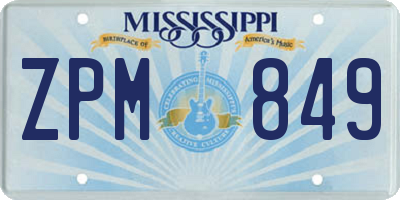MS license plate ZPM849