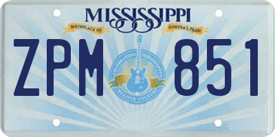 MS license plate ZPM851