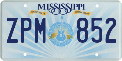 MS license plate ZPM852