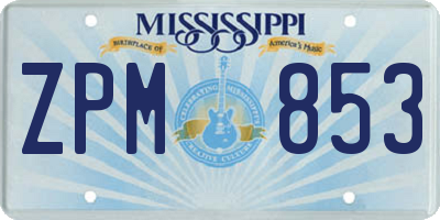 MS license plate ZPM853