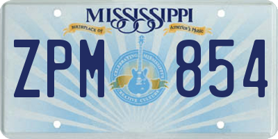 MS license plate ZPM854