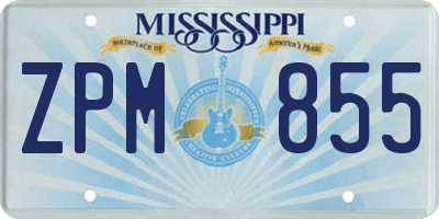 MS license plate ZPM855
