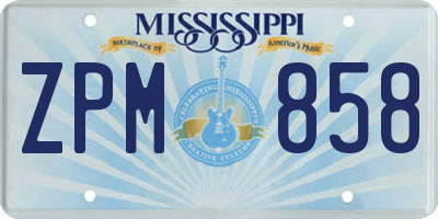 MS license plate ZPM858