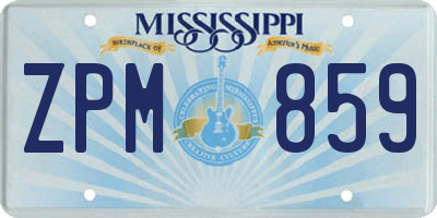 MS license plate ZPM859
