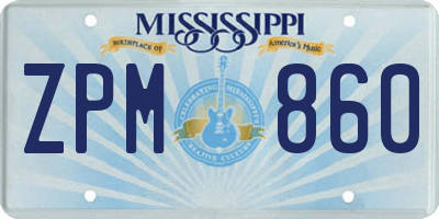MS license plate ZPM860
