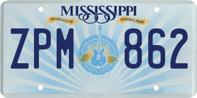MS license plate ZPM862