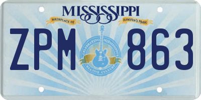 MS license plate ZPM863
