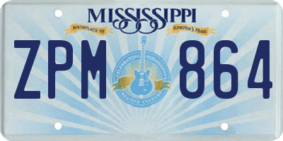 MS license plate ZPM864