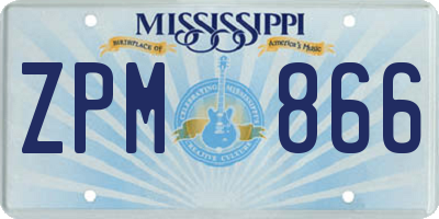 MS license plate ZPM866