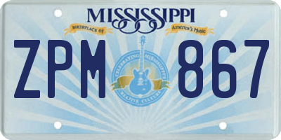 MS license plate ZPM867