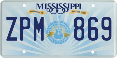 MS license plate ZPM869