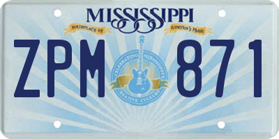 MS license plate ZPM871