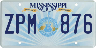 MS license plate ZPM876