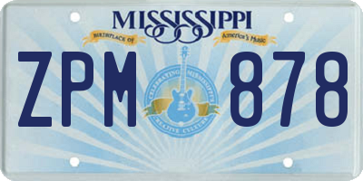 MS license plate ZPM878