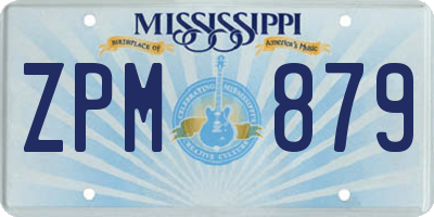 MS license plate ZPM879