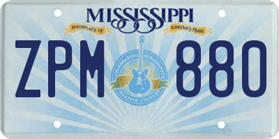MS license plate ZPM880