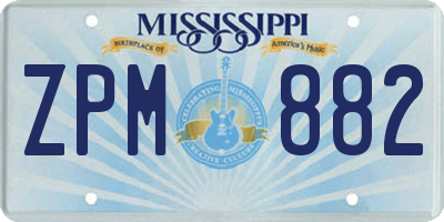 MS license plate ZPM882