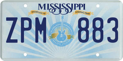 MS license plate ZPM883