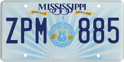 MS license plate ZPM885