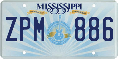 MS license plate ZPM886