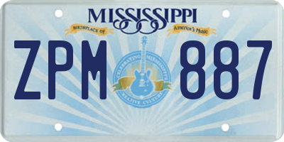 MS license plate ZPM887