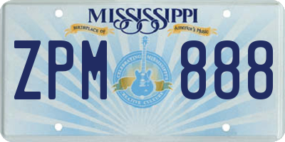 MS license plate ZPM888