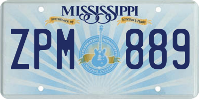 MS license plate ZPM889