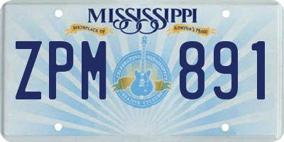 MS license plate ZPM891
