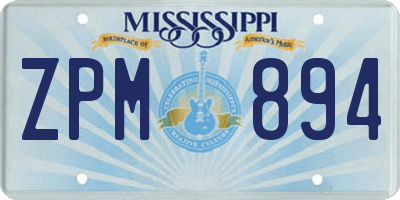MS license plate ZPM894