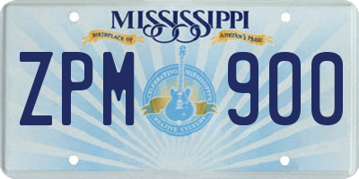 MS license plate ZPM900