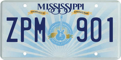 MS license plate ZPM901