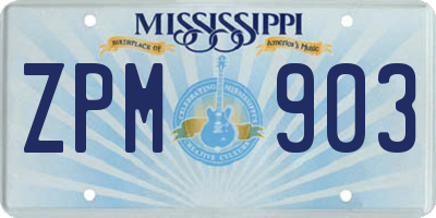 MS license plate ZPM903