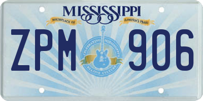 MS license plate ZPM906