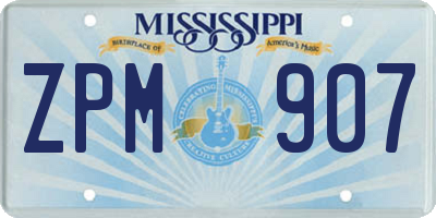 MS license plate ZPM907