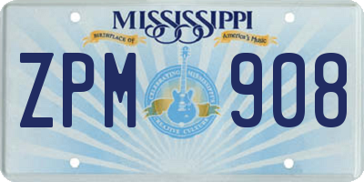 MS license plate ZPM908