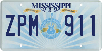 MS license plate ZPM911