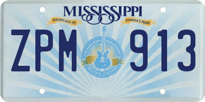MS license plate ZPM913