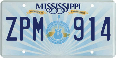 MS license plate ZPM914