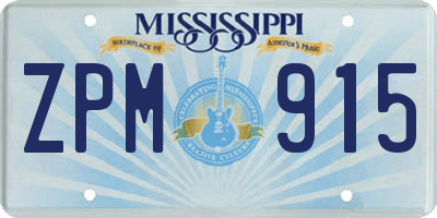 MS license plate ZPM915