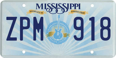 MS license plate ZPM918
