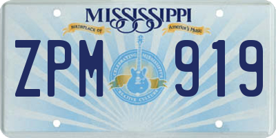 MS license plate ZPM919