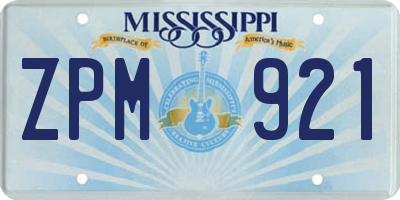 MS license plate ZPM921