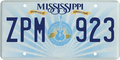MS license plate ZPM923