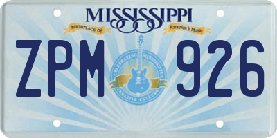 MS license plate ZPM926