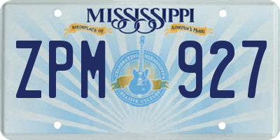 MS license plate ZPM927
