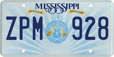 MS license plate ZPM928