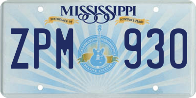MS license plate ZPM930