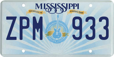 MS license plate ZPM933