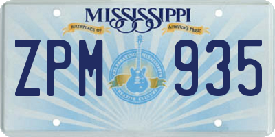 MS license plate ZPM935